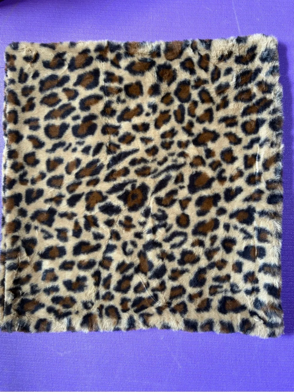 Faux Fur Leopard Print Square Accent Pillows 18x18 Set of 2